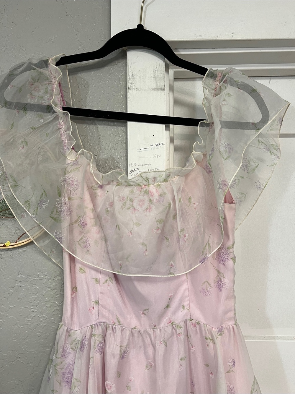 80’s PRAIRIE COTTAGECORE PROM GOWN COQUETTE DRESS SMALL VINTAGE - Picture 3 of 16